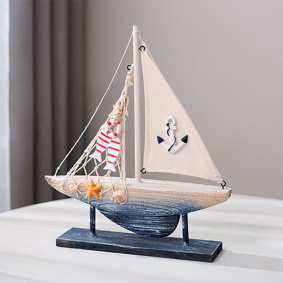 SEWCHICS Nautical Wood Tabletop Decor Set, Multi-Color Coastal Style for Home and Office