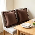 thumbnail image 5 of Yatlte Velvet Ruffle Throw Pillow Covers Couch, Decorative Pillowcases with Ruffles 18x18 Inch Solid Color Shabby Chic Farmhouse Cushion Cover for Living Room Sofa Bed, 5 of 6