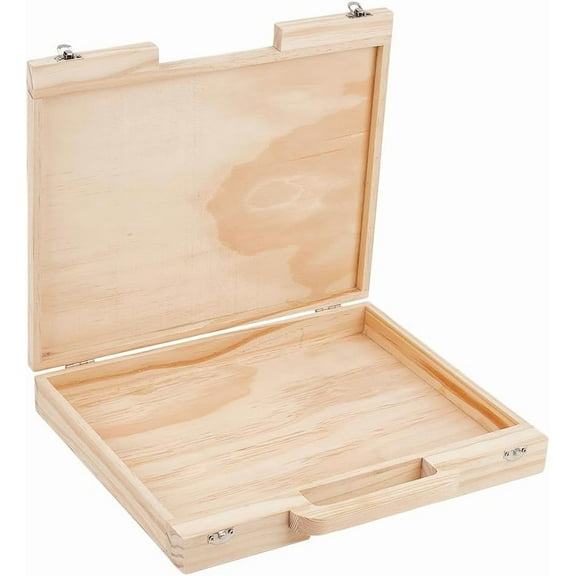 Wood Craft Suitcase 11.9x10.6x1.7 Inch Wooden Suitcase with Handle Rectangle Wood Storage Boxes with Handles Unfinished Wooden Boxes for Crafts Art Hobbies Journey and Souvenir Collection diy