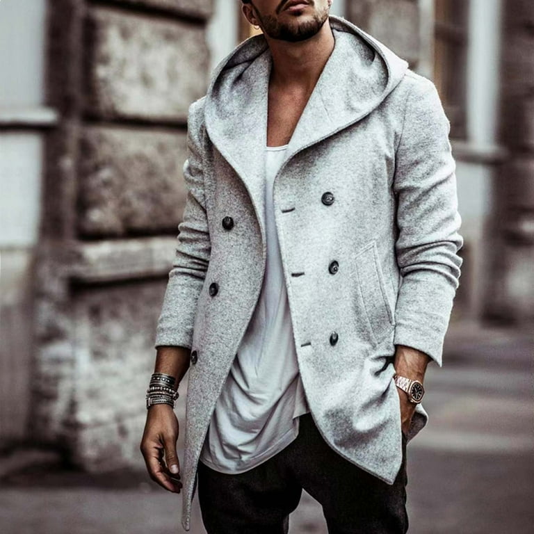 Mens hooded overcoat online