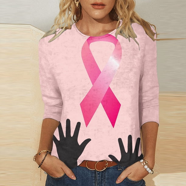 Fiudx Ofertas Flash Del Día Solo En Línea Camiseta Estampada a La Moda para Mujer, Blusa de Mangas 3/4, Tops Informales con Cuello Redondo