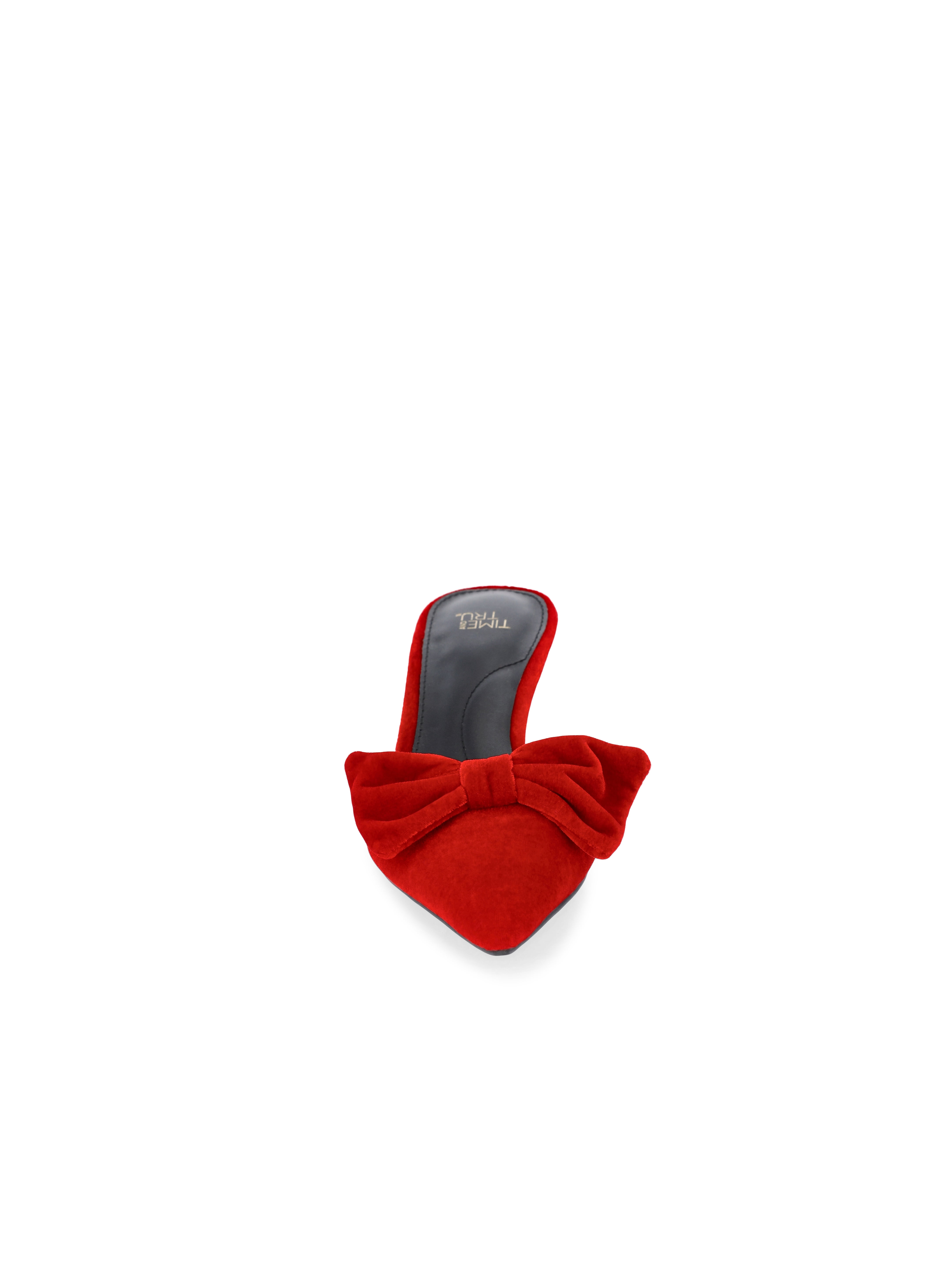 Time and Tru Women's Velvet Bow Kitten Heel Mules