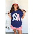 thumbnail image 3 of Women's Blue USA Graphic July 4th Crew Neck T-Shirt - Perfect for Independence Day | [ZhiHiMeRi] | (US 20-22)2XL, 3 of 9
