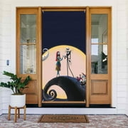 Love The Nightmare Before Christmas Door Cover Decorated Banner Tapestry Home Decoration Holiday Party Supplies Door Banner Porch Sign Banner 72.8 x 35.4 Inch