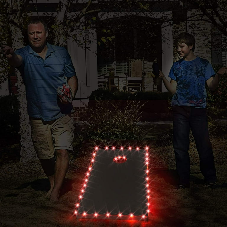 1pcs LED Cornhole Lights, Remote Control Cornhole Board Edge and Ring LED  Lights, 16Color change by yourself, a great addition for playing Bean Bag  Toss Cornhole game at the family backyard at