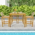 thumbnail image 2 of Costway Ensemble de 4 Tabourets de Bar en Bois pour Patio Chaises de Bar en Rotin Hauteur de Bar avec Dossier Porche Balcon, 2 of 8
