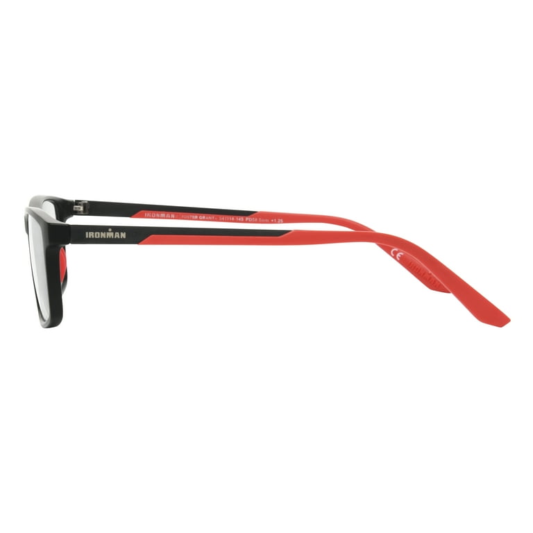 Ironman Rectangle Black/Red Reader Eyeglass 2.00 - Walmart.com