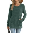 thumbnail image 4 of qolati Ribbed Knit Sweters for Women Dressy Casual Long Sleeve Shirts Crewneck Fall Outfits with Pockets Long Tunic Tops XL, 4 of 8