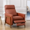 thumbnail image 3 of Reed Caramel Top Grain Leather Wood Frame Push Back Recliner, 3 of 16