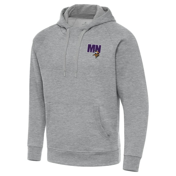 Men's Antigua Heather Gray Minnesota Vikings Victory Pullover Hoodie