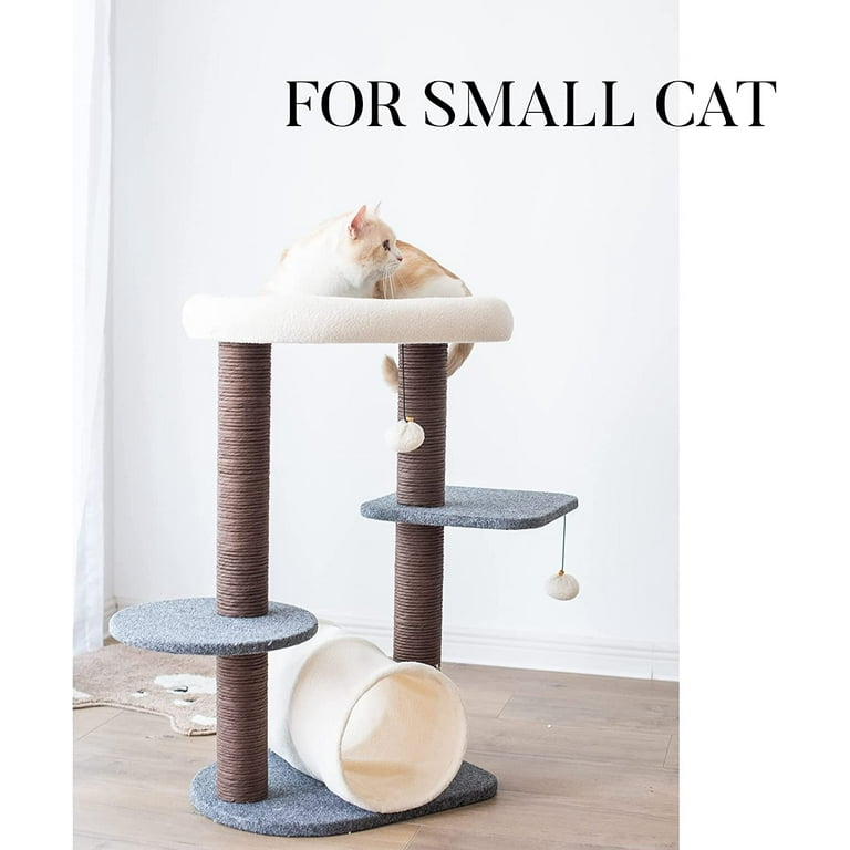 PetPals 29 Gray 4 Level Medium Cat Tree Scratching Post Tower with Tunnel Plush Perch Indoor Play House Climbing Modern Cat Furniture Plus Free Cat Teaser Bonus Walmart