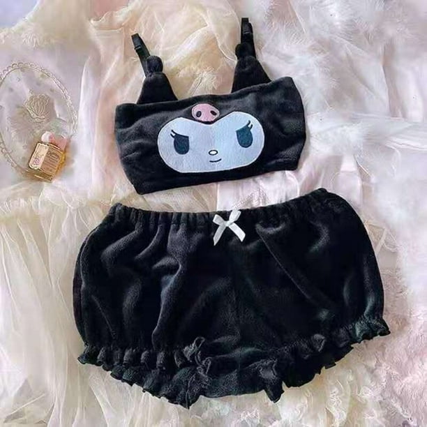 Conjunto de Top y bragas de tubo de terciopelo Kawaii ropa interior Adorable sujetador de oreja larga bombachos lenceria Sexy para ninas Cosplay