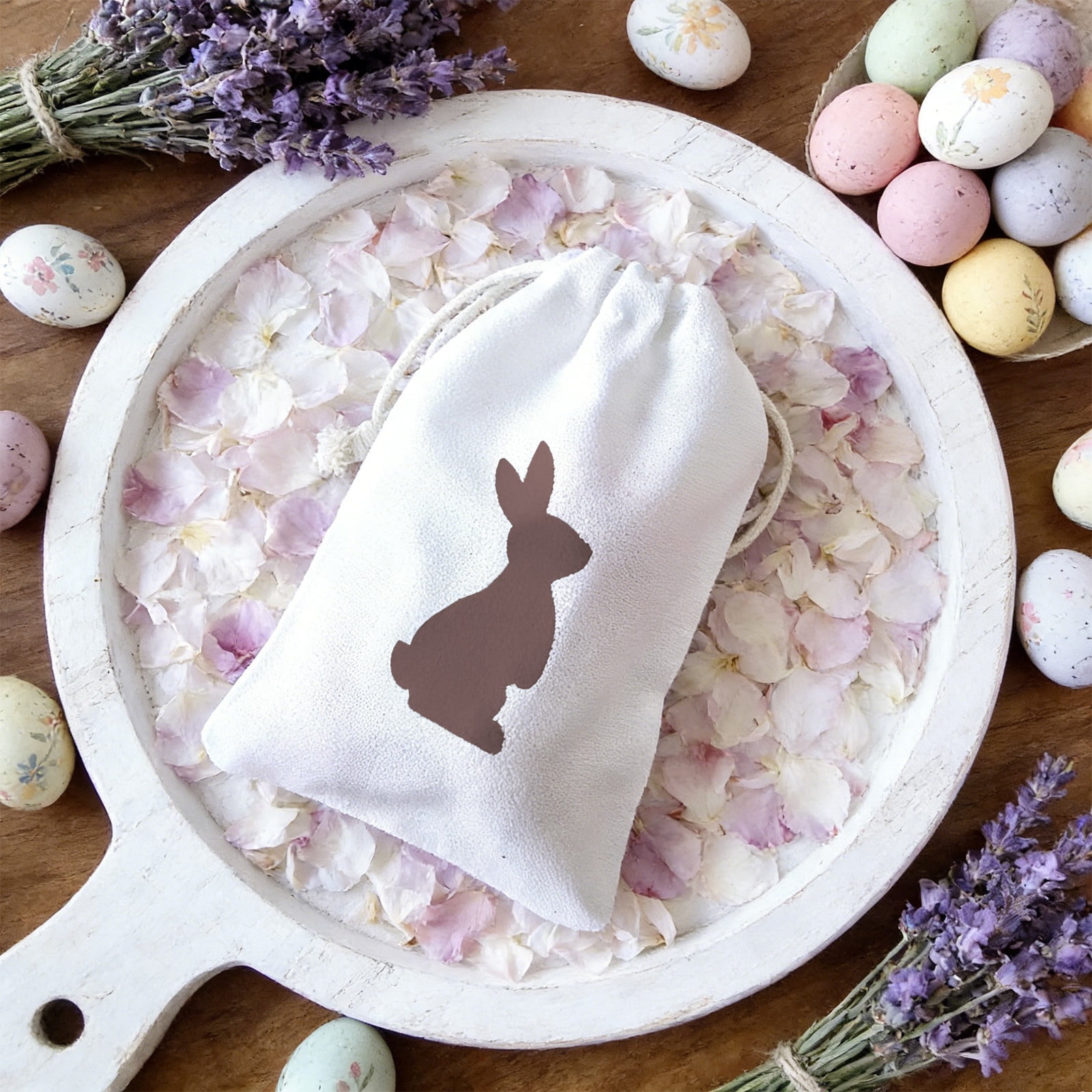 yulier Easter Bunny Gift Bag, Easter Candy Bag, Easter Drawstring Bag, Fabric Gift Pouch for Candy, Easter Party Favors
