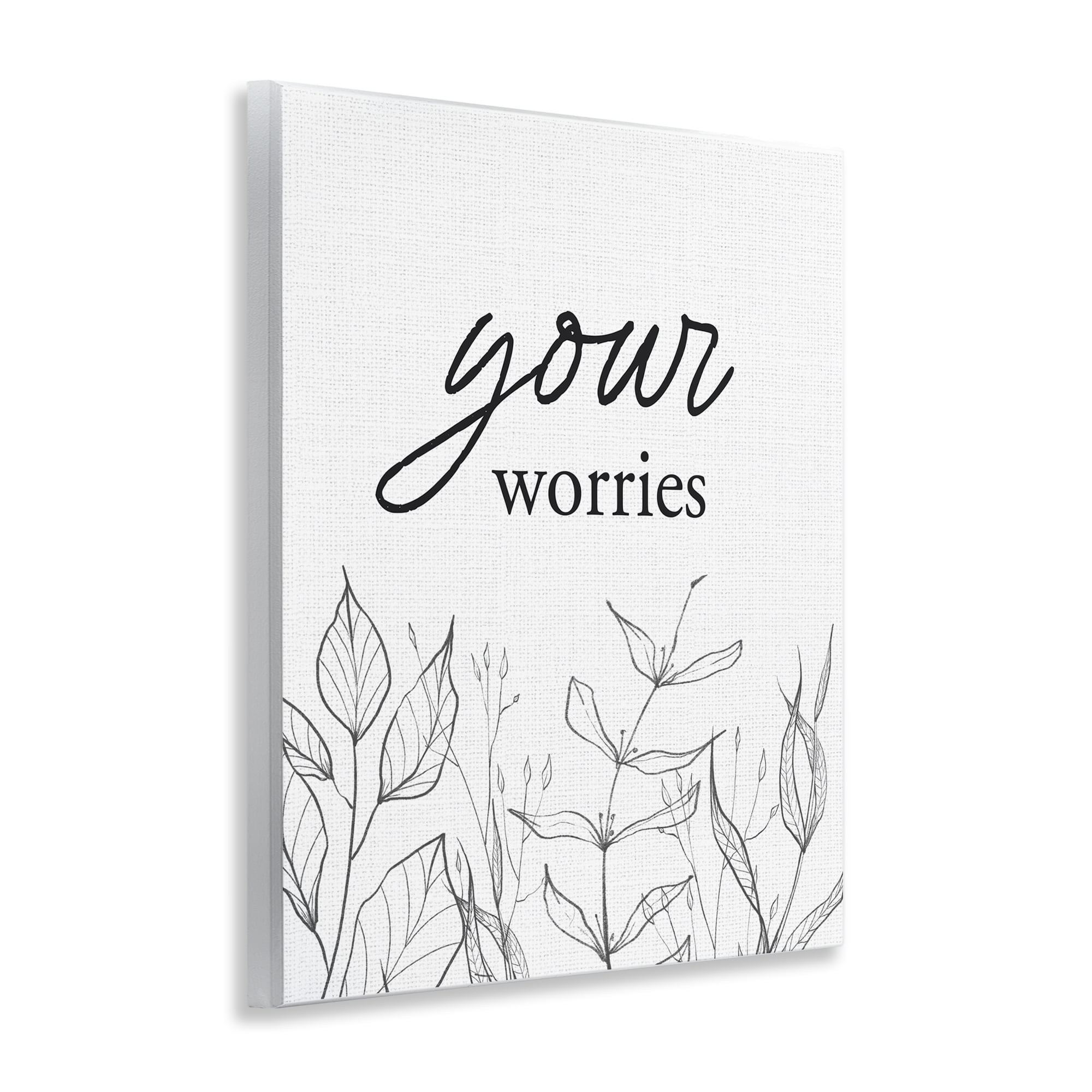 Your Worries Minimalist Leaves Wall Plaque Art, design by Lettered and Lined