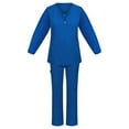thumbnail image 5 of WTOBBY Women's V-Neck Long Sleeve Scrubs Set with Pockets, Elastic Waist Pants, 2-Piece Nursing Uniform, Medical Workwear for Healthcare Professionals,Sky Blue S, 5 of 8