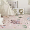 thumbnail image 2 of Rug Branch Kids Soft Steps Playtime Unicorns, Castle, Road Map Pink White Indoor Soft Area Rug - 6x9, 2 of 6