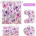 thumbnail image 6 of 4 Pcs Purple Butterfly Shower Curtain Set with Non-Slip Rugs, Modern Toilet Lid Cover and Bath Mat, Floral Chic Bathroom Decor Set with Shower Curtain and Rugs, 6 of 6