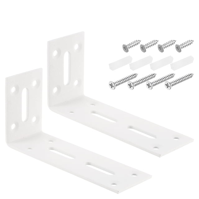 Unique Bargains Attaches d'Angle en L, 2 Pcs 120x40x60 mm en Acier Inoxydable, Code d'Angle Réglable à 90 Degrés pour la Réparation de Meubles (Blanc)