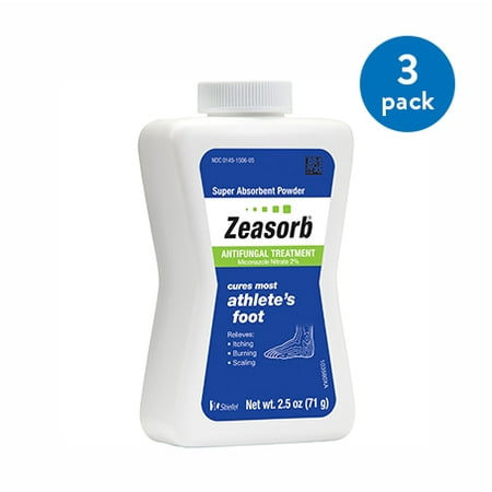 (3 Pack) Zeasorb Athlete's Foot Antifungal Treatment Powder, Miconazole Nitrate 2%, 2.5