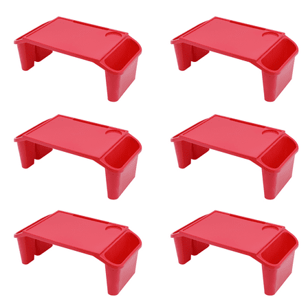Miumaeov 6Pcs Kids Lap Desk Tray Plastic Breakfast Laptop Trays Portable Lap Bed Table Red
