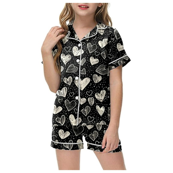 Godom Little Girls Pajama Cotton Knit Pajamas Shorts Pants Summer PJ Set Loungewear Clothes Outfits