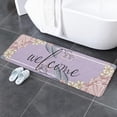 thumbnail image 5 of Kitchen Mat Rug 1 PCS Welcom Purple Flower Runner Rug Anti-Fatigue Comfort Memory Foam Standing Mat Non-Slip Floor Door Mat for Bathroom Bedroom 16x47in, 5 of 6