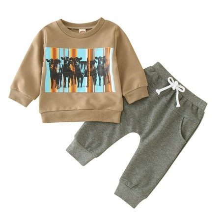 

ZHAGHMIN Boys Pants 4T Toddler Autumn Babyboys Clothes 2Pcs Letter Cow Long Sleeve Sweatshirt Tops Pant Clothing Set Toddler Boys Sweatsuits Boys New Born Outfit Boys Sweat Set Size 8 Boys Clothes B