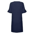 thumbnail image 4 of QUYUON Summer Mini Dress Women Summer Chiffon Ruffle Short Sleeve V-Neck T-Shirt Dresses Casual Loose A-Line Tunic Dress Wedding Guest Evening Party Short Dresses Style D-2622 Navy S, 4 of 5