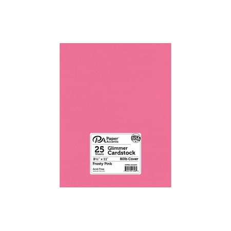 UPC: 0740512413065 | Paper Accents Glimmer Cardstock 8.5 x 11  80lb 25pc Frosty Pink