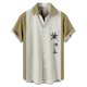 thumbnail image 1 of Camisas De Mezclilla Para Hombre Casual Hombres Solapa Estampado Manga Corta Puños Botón Puerto Estilo Floral Camisa Sand Beach Hawaiianss Summer Top (Khaki, M), 1 of 4