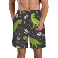 thumbnail image 2 of Uemuo Dinosaur Skeleton Pattern Men's Swim Trunks Hawaiian Beach Bathing Suit Swimsuits Beach Quick-Dry Shorts with Pockets-Medium, 2 of 9