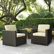 Crosley Palm Harbor 2Pc Outdoor Wicker Chair Set Tan/Brown - 2 Chairs