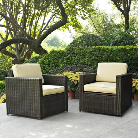 Crosley Palm Harbor 2Pc Outdoor Wicker Chair Set Tan/Brown - 2 Chairs
