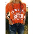thumbnail image 2 of ABPHQTO Camiseta de manga corta con estampado de letras de vaqueros y cervezas naranja para mujer, 2 of 5