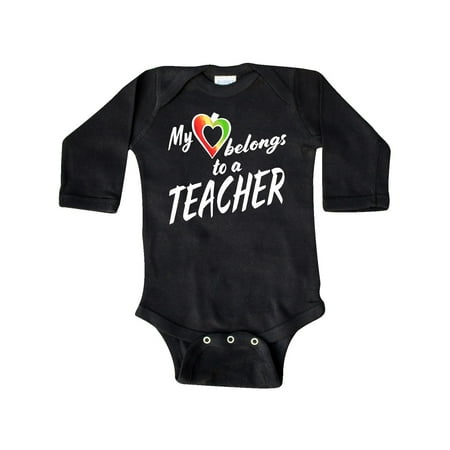

Inktastic My Heart Belongs to a Teacher Gift Baby Boy or Baby Girl Long Sleeve Bodysuit