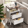 thumbnail image 3 of Smart LED Nightstand Set of 2 with Charging Station, Modern Bedside Tables with 2 Wooden Drawers and Storage Shelf, USB Ports & Power Outlets for Bedroom and Living Room, White, 3 of 12