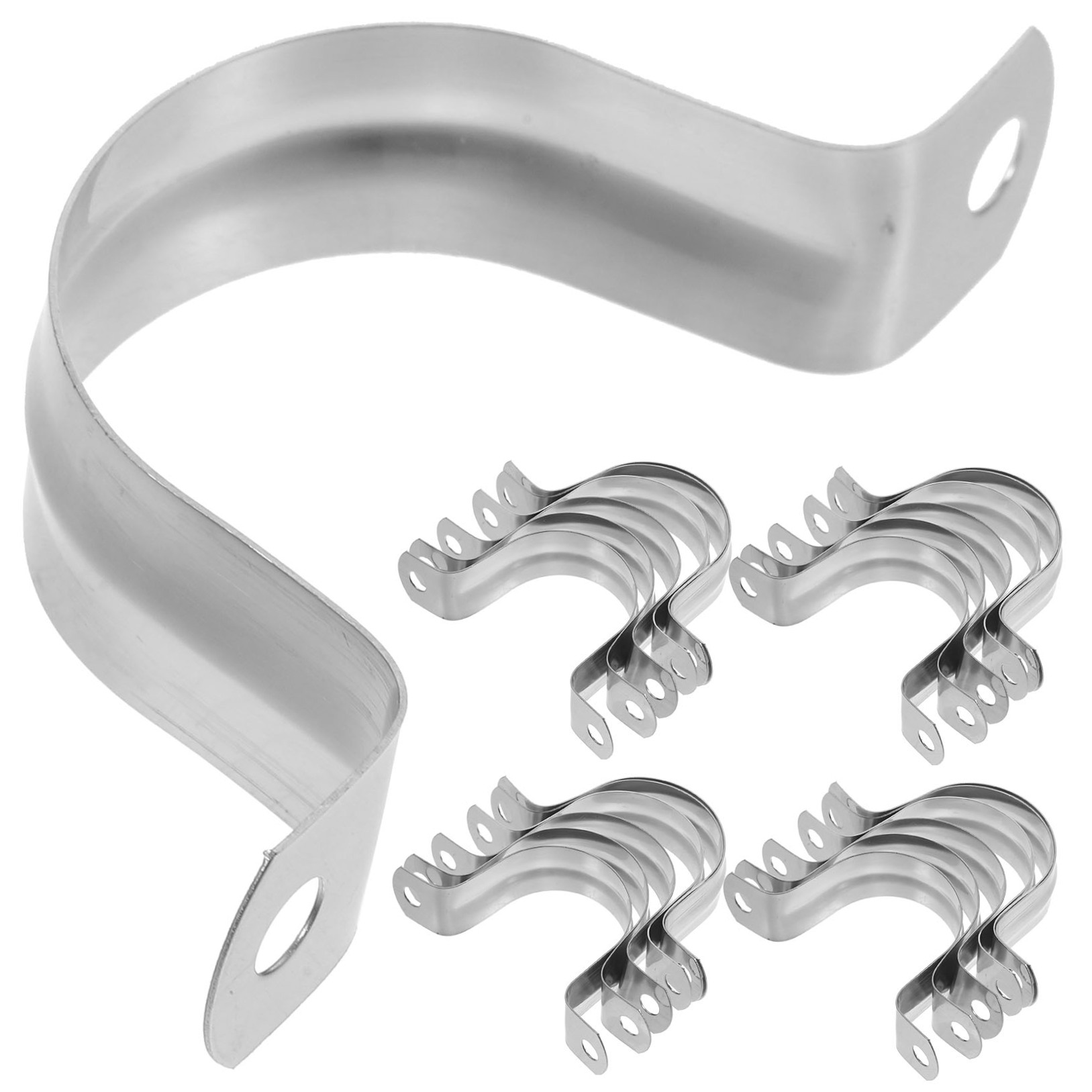 AURARMLET 100Pcs Heavy Duty Stainless Steel U Clamp for Metal Tube Fixing with Durable Plated Silver Finish