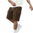 thumbnail image 4 of WIZUTIZ Men's Cargo Shorts Solid Color Multi-Pocket Lace-Up Elastic Waist Summer Casual Loose Fit Breathable Lightweight Pants, 4 of 4
