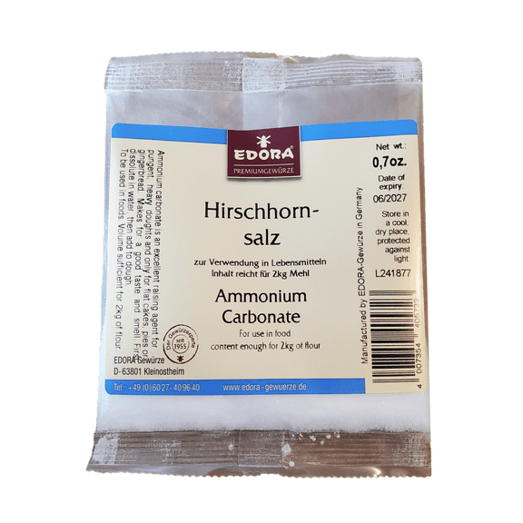 Edora Hirschhornsalz Ammonium Carbonate Leavening Agent, Christmas Baking Raising Ingredient, 0.7 oz