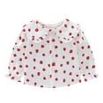 thumbnail image 2 of NAISIBABY Big Girls Long Sleeve Shirts, Ruffled Turndown Collar Cute Prints Casual Button Tops White, 2 of 3