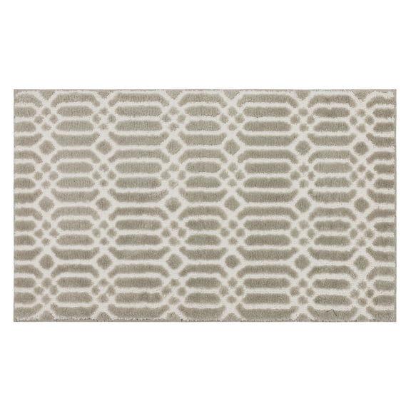 Mohawk Linkage Bath Mat Soft Absorbent Quick Dry Machine Washable Non-Slip Bathroom Mat, Flint/White, 20" x 34"