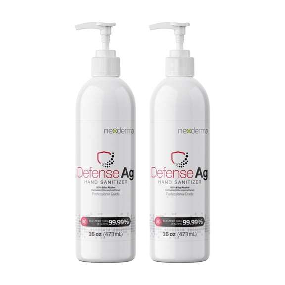 Nexderma Advanced Antibacterial Liquid Hand Sanitizer, 80% Ethyl Alcohol, Kills 99% of Germs & Bacteria - 16 Ounce, 2 Pack