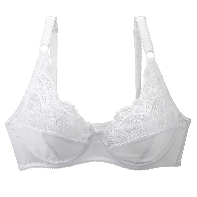 VEKDONE Woman's Printing Gathered Together Large Size Daily Bra Underwear No Rims White 100D