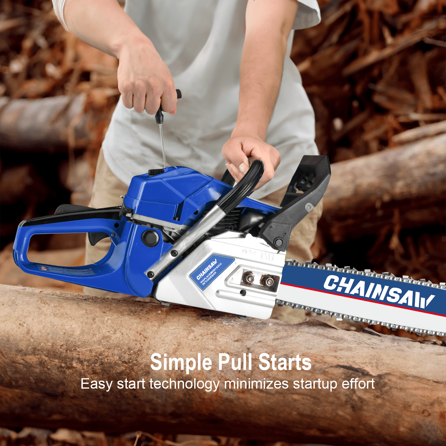 20-Inch 62CC 2-Stroke Gas Chainsaw, Perfect for Ranch, Garden & Heavy-Duty Cutting 622051DB