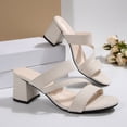 thumbnail image 5 of LOVZFMLL Sandals for Women Elegant Classic Casual Heels Sandals Summer Beach Vacation Dress Shoes Slip On Open Toe Slides Sandals for Party Club Dating White 7, 5 of 8