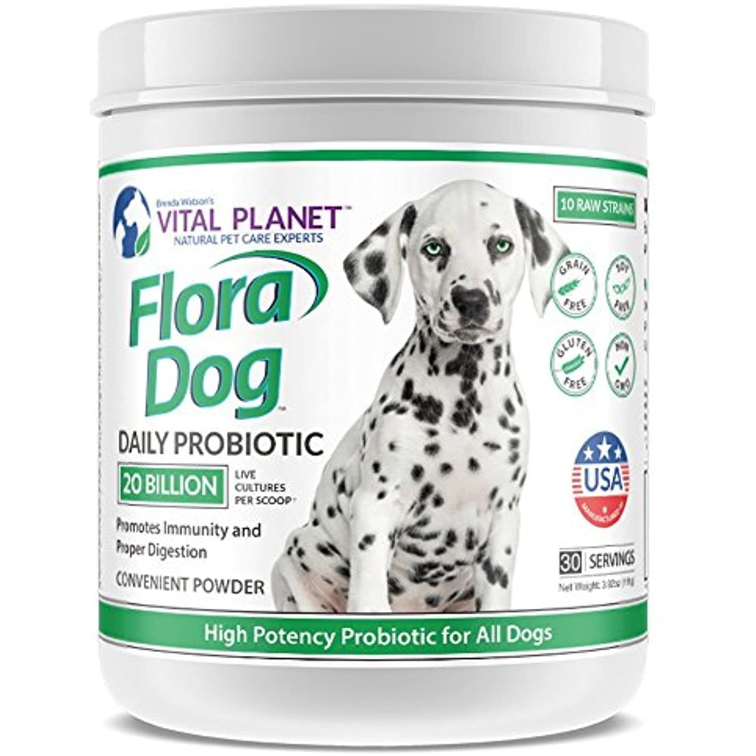 Vital Planet  Flora Dog  High Potency Multi Strain Probiotic formuls  