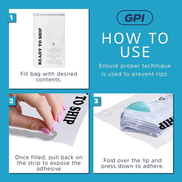 GPI Clear Self-Seal Poly Bags 9x12 Inch - Case Of 1000, 1.5 Mil For Shipping & Storage