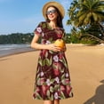 thumbnail image 4 of Lsque Leaf And Fruit Print Women's Casual Dress T-Shirt Summer Short Sleeve Scoop Neck Swing Dresses, 4 of 6