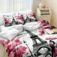 thumbnail image 5 of Eiffel Tower Comforter Set 8 Pieces Bed in a Bag Queen Size Pink Sweet Couple Lovers Paris Theme Bedding Set with 1 Comforter 4 Pillowcases 1 Flat Sheet 1 Fitted Sheet and 1 Cushion Cover, 5 of 14