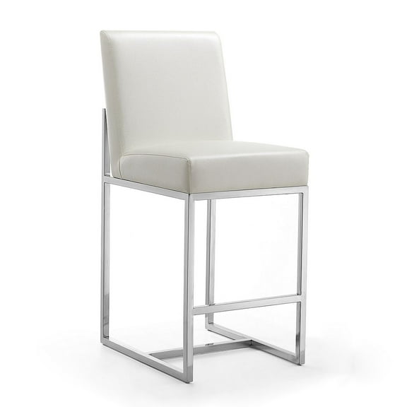 Manhattan Comfort Element 24.8" Faux Leather Counter Stool in White